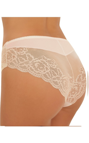 Dámske nohavičky Inga Emili béžové z mikrofibry laser cut s vyšívanou sieťkou