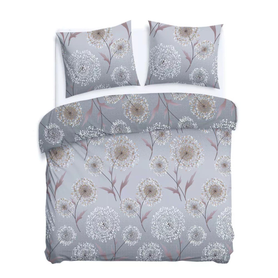 31513/2 Flanelové obliečky Darymex sivá púpava - sada, 100% bavlna, hrejivé a mäkké
