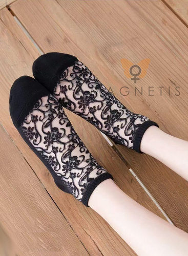 CC-251112 – dámske bavlnené členkové ponožky so sieťkou black