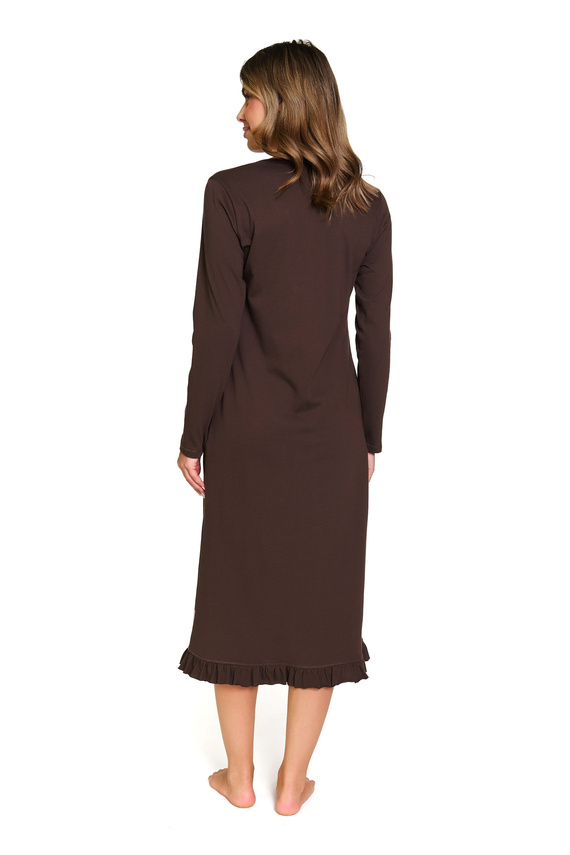 7318 Doctor Nap - Nočná košeľa pre tehotné a dojčiace ženy z bavlny | Poľská výroba - hnedá