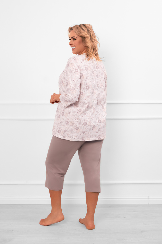 Dámske pyžamo Galea - bavlna, 3/4 rukávy a nohavice, kvetinový motív Talianska móda