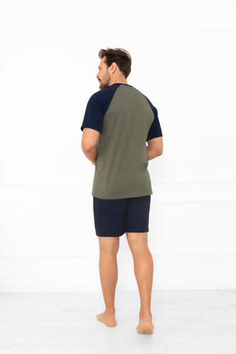 Alexander Italian Fashion pánske pyžamo olivové - krátke rukávy a krátke šortky, 100% bavlna