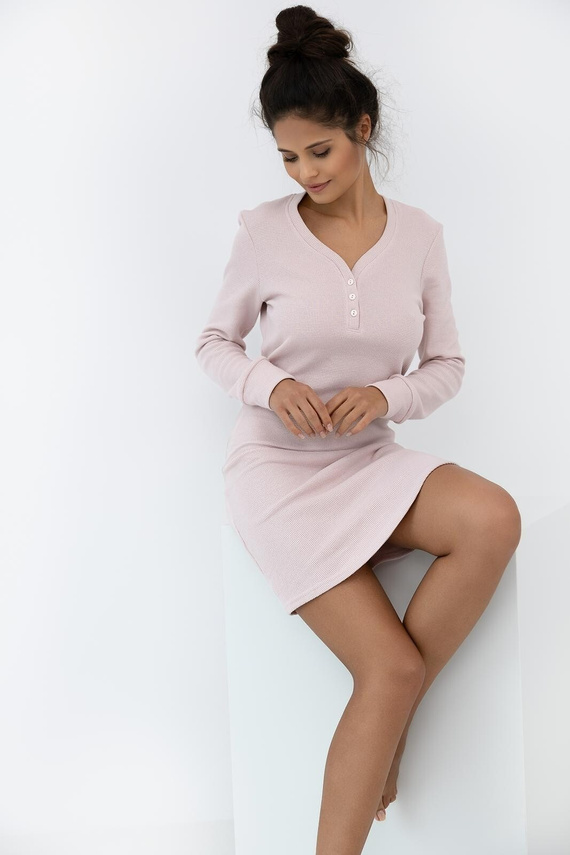 Nočná košeľa Arlette Sensis špinavo ružová - bavlna, dlhý rukáv, Pohodlná a elegantná