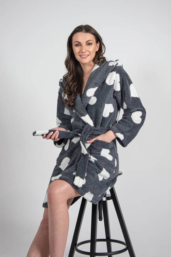 671 Hearts Krátky dámsky župan Forex - grafitový