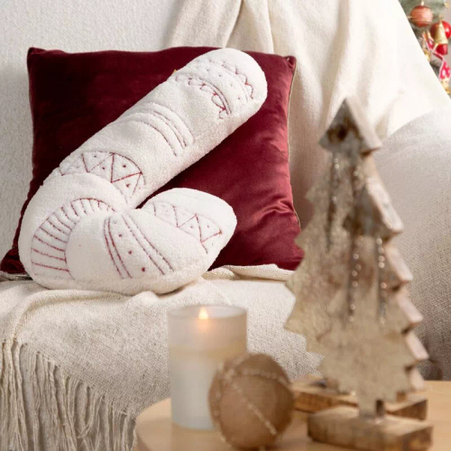 Chp 07B Eurofirany Vianočný vankúš 27x46 - cukrová trstina, imitácia buckeye, biela