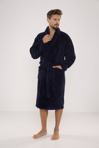 811 Pánsky plyšový župan De Lafense - tmavomodrý