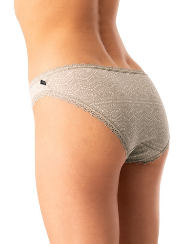 Dámske nohavičky LPR 752 B25 Key sivo-béžová bavlna, 2 balenia v krabici, pohodlné a klasické