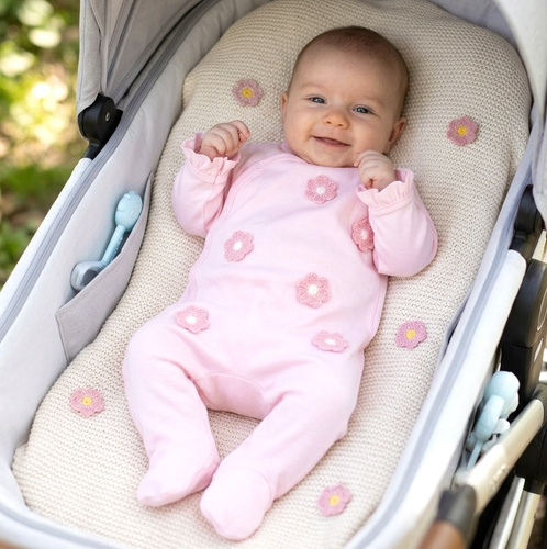 NINI LITTLE FLOWERS svetloružový overal s výšivkou, 100 % organická bavlna ABN-5755/JRO