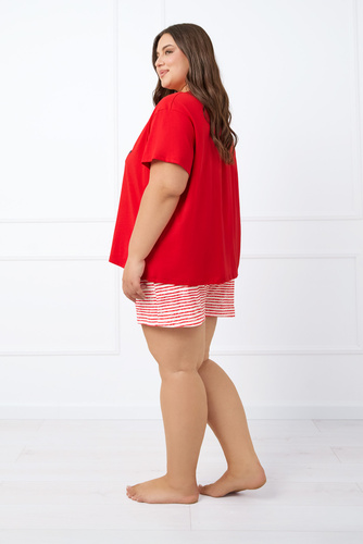 Flota Dámske pyžamo s krátkym rukávom, šortky Italian Fashion - červená potlač