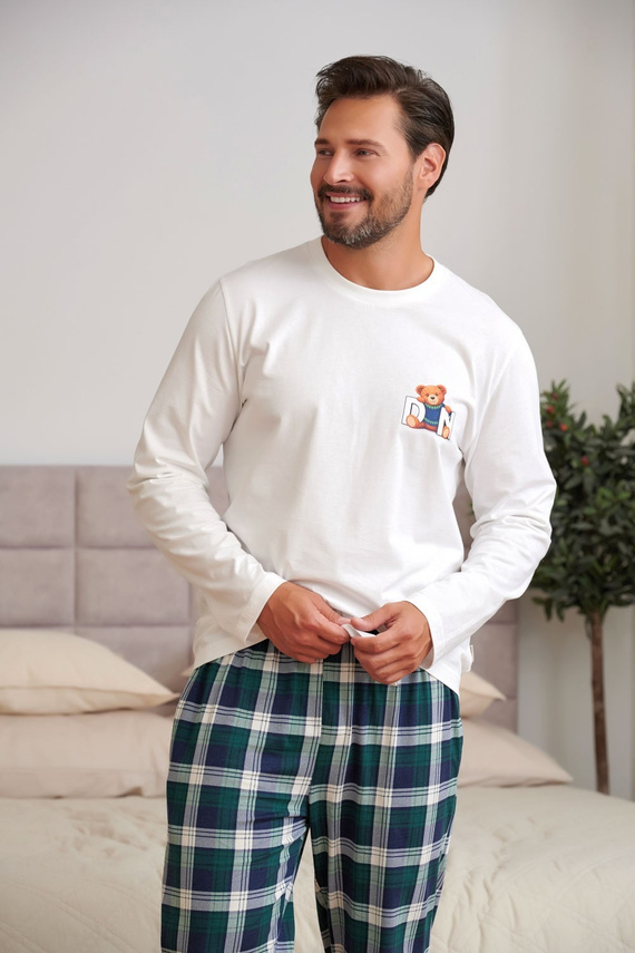 Pánska pyžama Doctor Nap 7514 Teddy 100 % bavlna, dlhý rukáv, nohavice