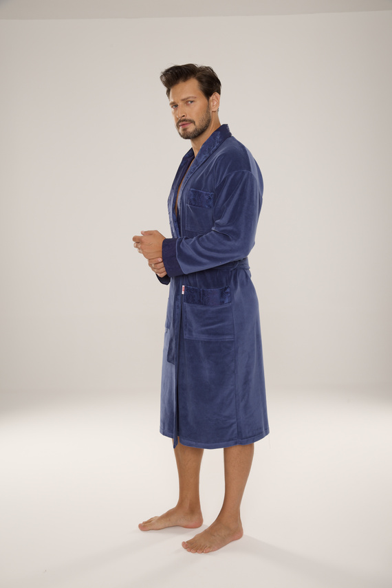 868 Noble pánsky velúrový župan De Lafense - elegantný, mäkký, prémiový, džínsový