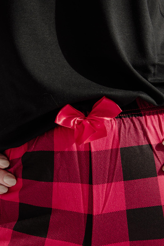 360 Kárované pyžamové nohavice Forex - červené