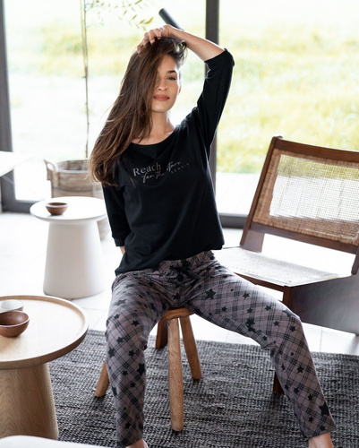 Sensis Reach For The Stars Dámske pyžamo - čierno-hnedé