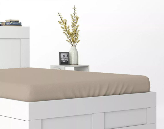 Mikrosaténové prestieradlo s gumou Poly Detexpol hladké taupe 