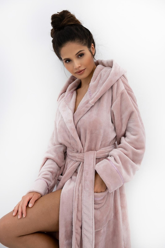 Amaris Dámsky župan Sensis ružový - mäkký župan s kapucňou, elegantný a pohodlný