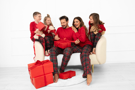 Rusoli pánske pyžamo Italian Fashion červené - károvaná bavlna, dlhé, pohodlné