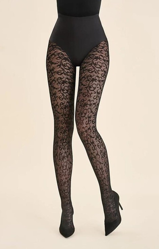 1235 Perse Pančuchy Gabriella čierne - ornament 60 den, 3D technológia