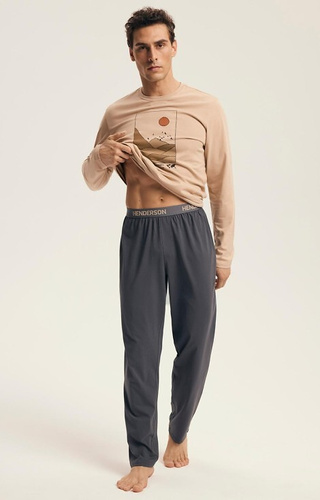 43474 Luro Henderson Core pánske pyžamo - bavlna, vrchná časť s potlačou, dĺžka. nohavice