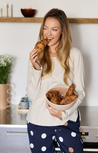 Oceane PW85 Dámske pyžamo Mefemi-viscose, hráškové, s mašľami