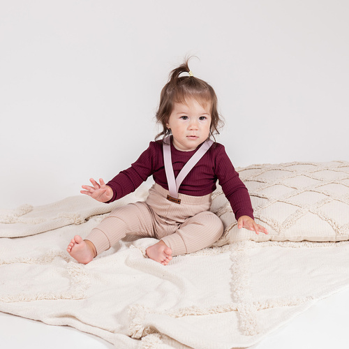 217097 Bavlnené body Alisa Nicol - bordové, rebrované, s dlhým rukávom