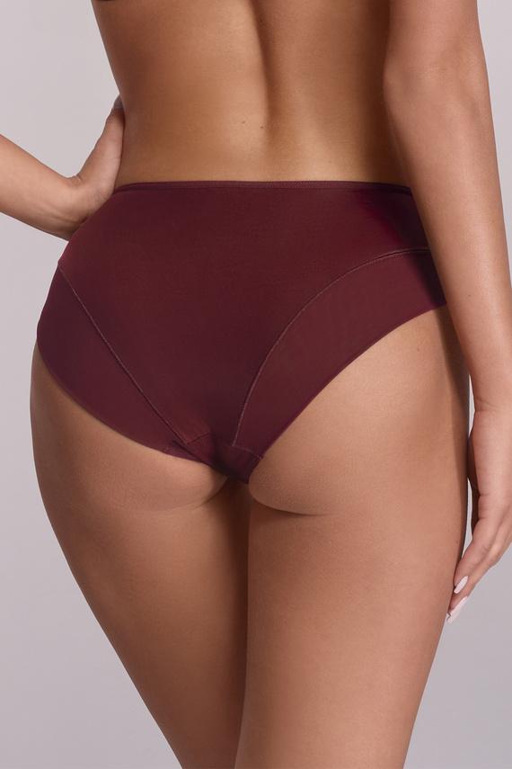 2196 Ava wine - klasické nohavičky s výšivkou a tylom