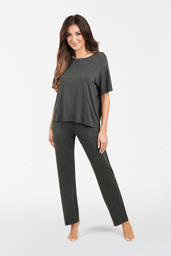 Akord Dámska súprava s krátkym rukávom a dlhými nohavicami Italian Fashion - dark melange