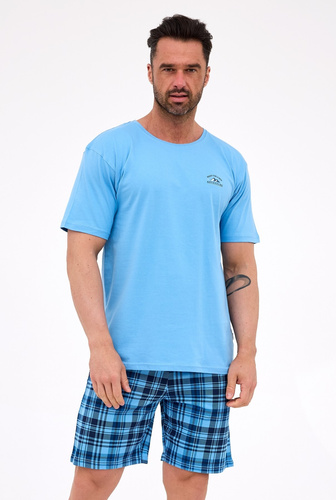 Cornette pánske pyžamo 326/311 Ready 2 modré - bavlnené, s krátkym rukávom, pohodlné a štýlové