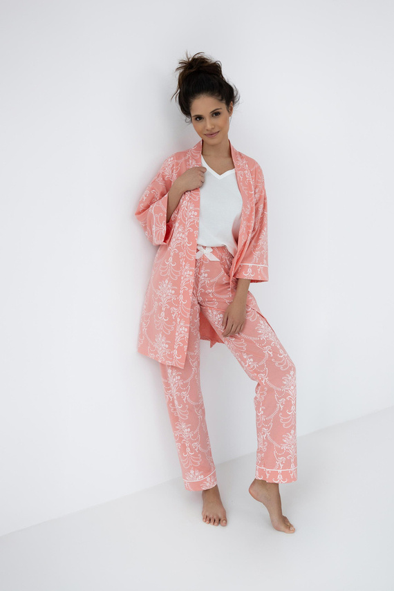 Dámske pyžamo Kalina Sensis - ecru a lososové