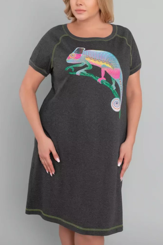 Nočná košeľa Volta s krátkym rukávom Italian Fashion - tmavý melír/zelená