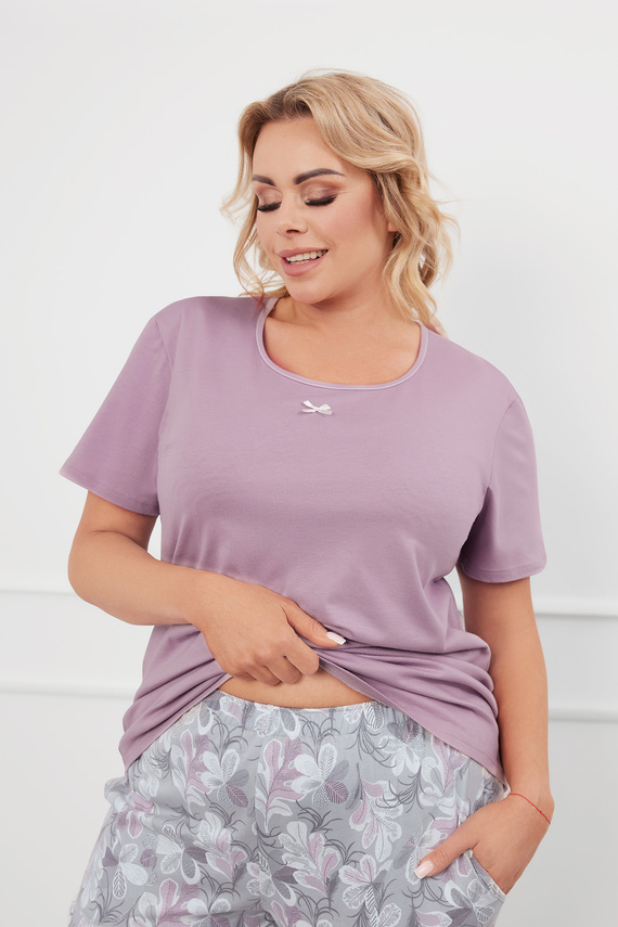 Ibena Dámske pyžamo s krátkym rukávom a 3/4 nohavicami Italian Fashion - vres/potlač