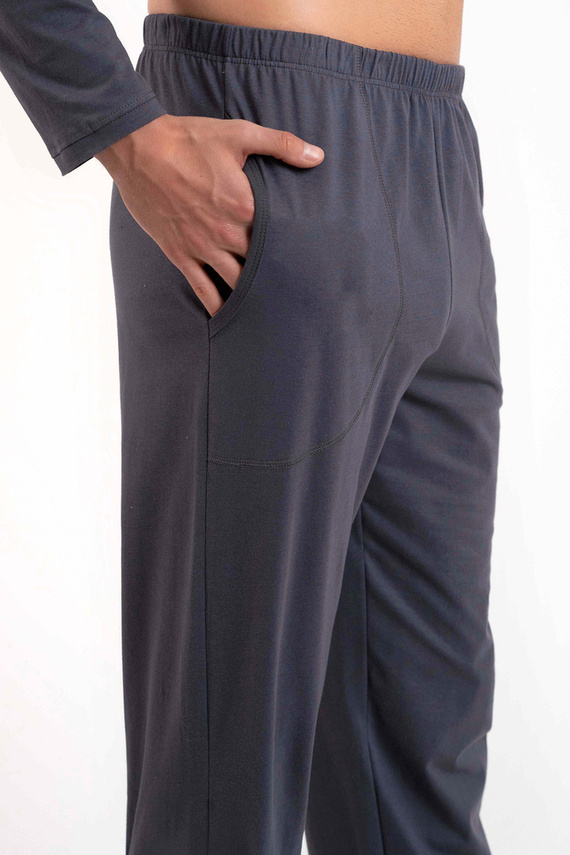 Lars Pánske pyžamo s dlhým rukávom, dlhé nohavice Talianska móda - grafitová/grafitová potlač