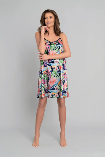 Polynézia Dámska nočná košeľa s úzkymi ramienkami Italian Fashion - kvetinová potlač