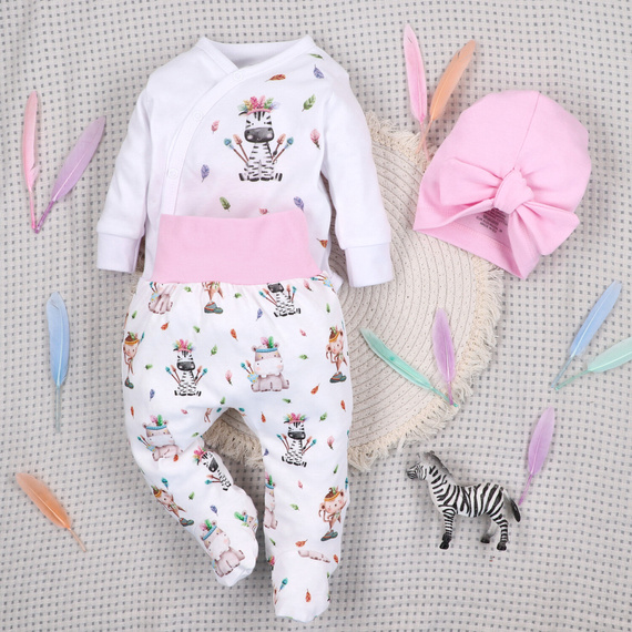 ABN-5531 Nini Happy Animals obálkové body z organickej bavlny pre dojčatá - bezniklové zapínanie, 100% bezpečnosť