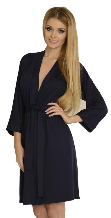 544 Vízový teplákový župan De Lafense - tmavomodrý