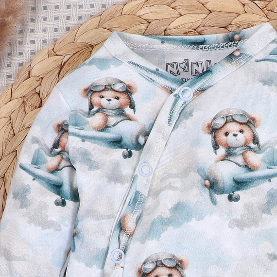 NINI ABN-5741/PIL Organické zavinovacie body Baby Bear Pilot s medvedíkom