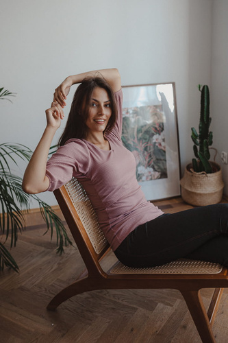 Tehotenská a dojčiaca blúzka Milk&Love Milky Puff rebrovaná buf rukáv