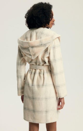 43596 Danna dámsky župan Henderson biely - s kapucňou, károvaný