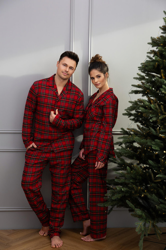 Pánske pyžamo Philip Sensis - károvaný flanel, zapínanie na zips