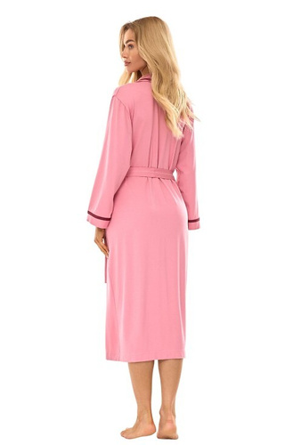 2506 Dámsky dlhý viskózový župan L&L ružový - ľahký, priedušný