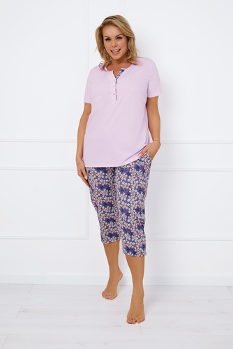 Carbonia Dámske pyžamo s krátkym rukávom, 3/4 nohavice Italian Fashion - ružová/potlač