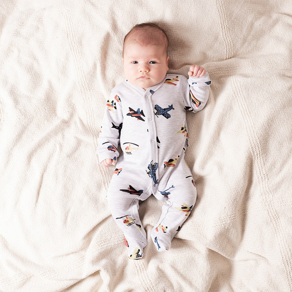 219031 Willy detský paplón Nicol - bavlna, sivý s lietadlami