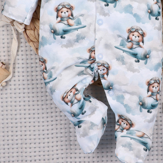 NINI BABY BEAR PILOT dojčenský overal z organickej bavlny ABN-5747/PIL