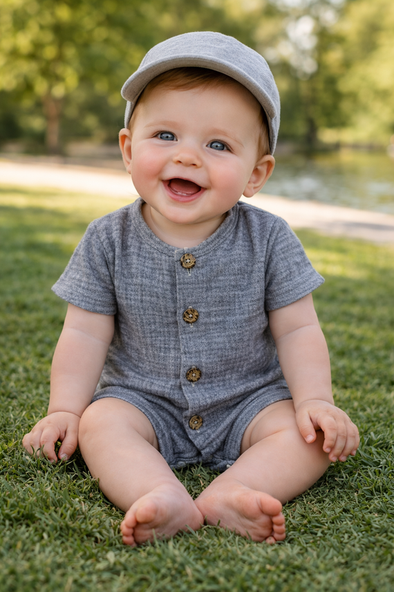 Baby Rampers Just Muslin 02235RN Makoma navy - mušelín 100% bavlna, krátky rukáv