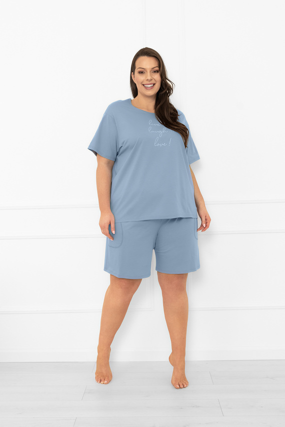 Dámske pyžamo Ksara Italian Fashion - bavlna, krátky rukáv a šortky - oceľové
