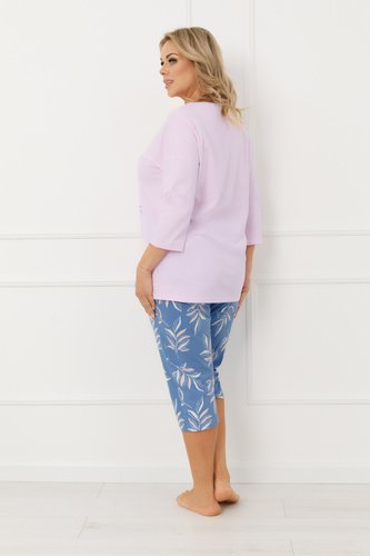 Dámske pyžamo Erula Italian Fashion cotton jersey 3/4 plus size pink