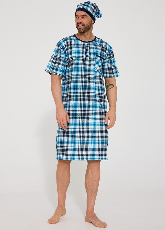 Cornette 109/38– pánska nočná košeľa 100% bavlna, krátky rukáv, gombíky a vrecko