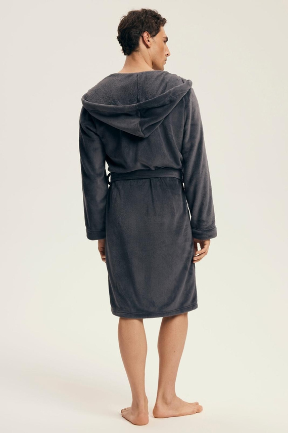 Pánsky župan Henderson 43447 Vocal grey - kapucňa, teplý úplet, pohodlie a elegancia