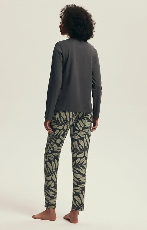 43685 Danna Dámske pyžamo Henderson šedé - bavlna, botanická potlač