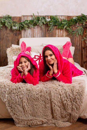 627 Soraya Dámsky krátky župan Forex - malinová / sivá