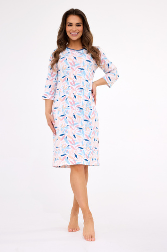 464/457 Hannah 2 Cornette - dámska bavlnená nočná košeľa, 3/4 rukávy, dĺžka po kolená